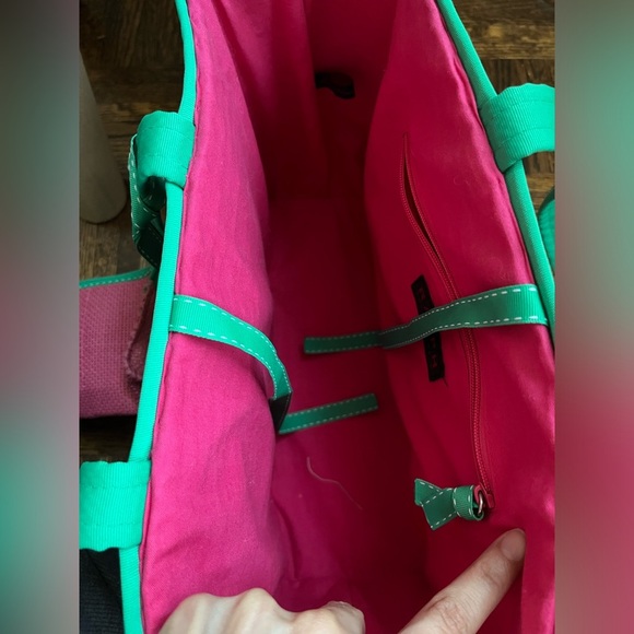 RALPH Ralph Lauren Watermelon Pink-Green Straw-woven Shoulder bag - Picture 9 of 14